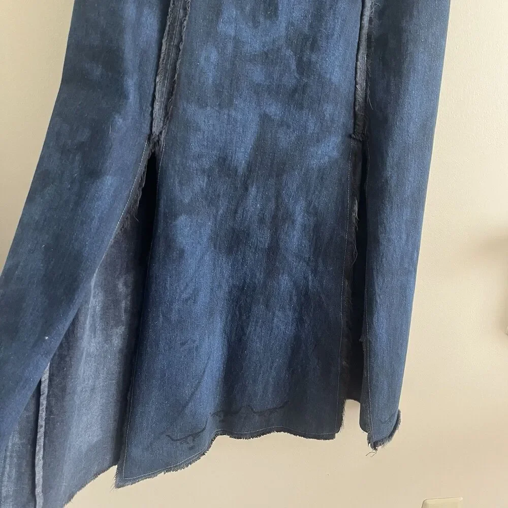 Heyne Bogut Denim Maxi Skirt 1 S Hand Printed Cow Bull Western Rodeo Festival